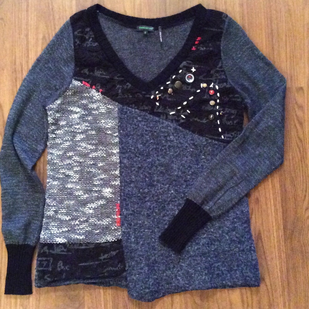 Tricotto mixed media sweater